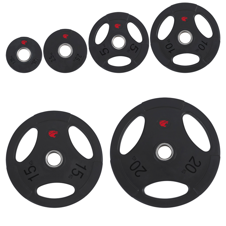 Zestaw krążków gumowych 105kg 3 uchwyty 50mm Professional